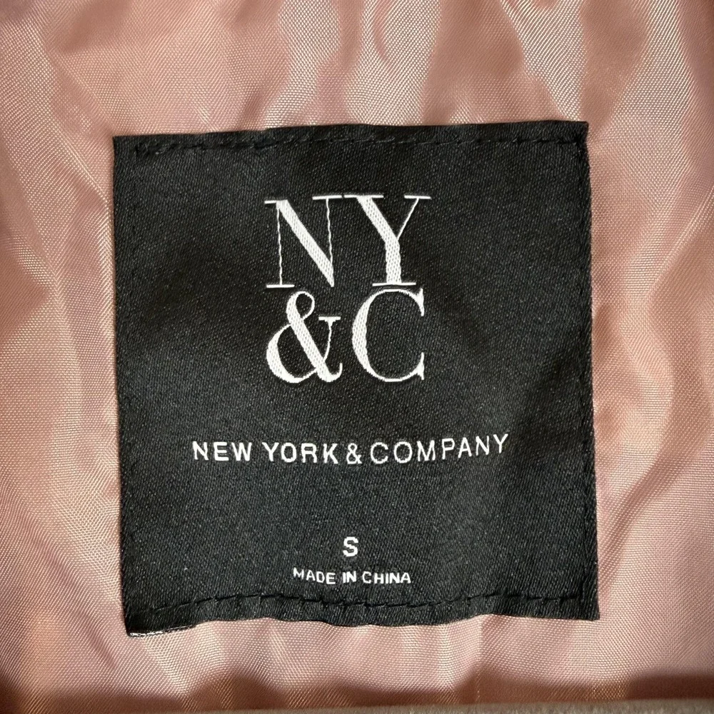 New York & Company Vest Womens Small Pink Quilted Full‎ Zip Puffer Mock Neck
